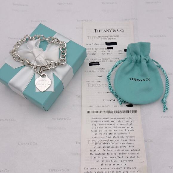 Tiffany & Co. Return to Tiffany Heart Tag Charm Bracelet Sterling Silver 925 Box - Picture 11 of 14